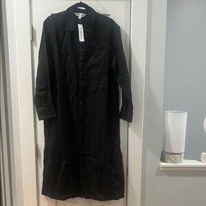 Linen Shirt Dress Fiona Black Shirt Dress 100% Linen Large L NWT The Drop